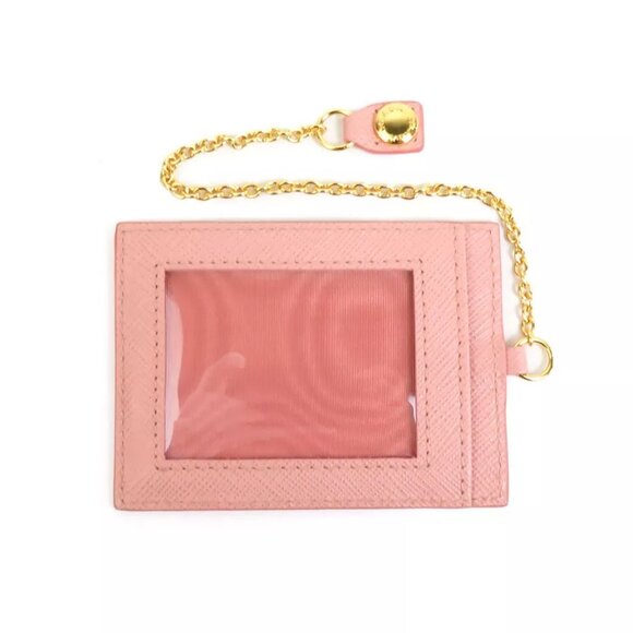 PRADA Saffiano Ribbon Bifold Long Wallet Light Pink/Gold Leather - Picture 9 of 10